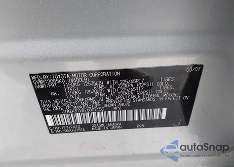 2007 Toyota Rav4 Limited V6 из США, поврежденный, VIN JTMZK31V876007153